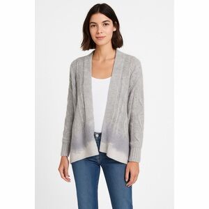 Michael Stars Cable Knit Ombré Fuzzy Hem Open Cardigan